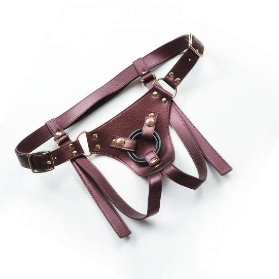 Трусики для страпона Strap-On-Me Leatherette Harness Generous - One Size - Aubergine