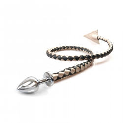 Металева анальна пробка S з диявольським хвостом Art of Sex - Succubus, екошкіра, чорний/золото