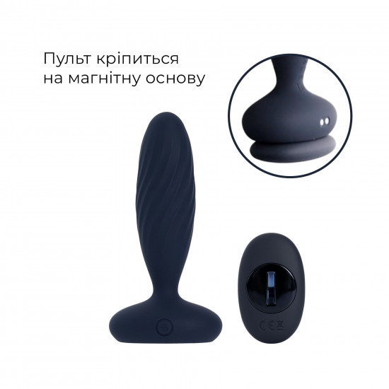 Анальная смарт-вибропробка с пульсацией Svakom Jordan Navy Blue, пульт ДУ