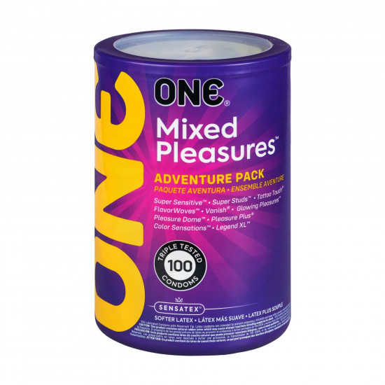Набор презервативов ONE Mixed Pleasures, 100 шт, 10 видов, упаковка-тубус