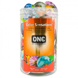 Набір презервативів ONE Color Sensations, 100 шт, кольорові, 10 кольорів, зі змазкою, паковання-тубус