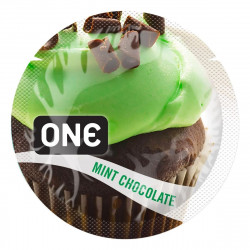 Ароматизований презерватив ONE FlavorWaves Mint Chocolate, 1 шт, зелений, запах м’ятного шоколаду