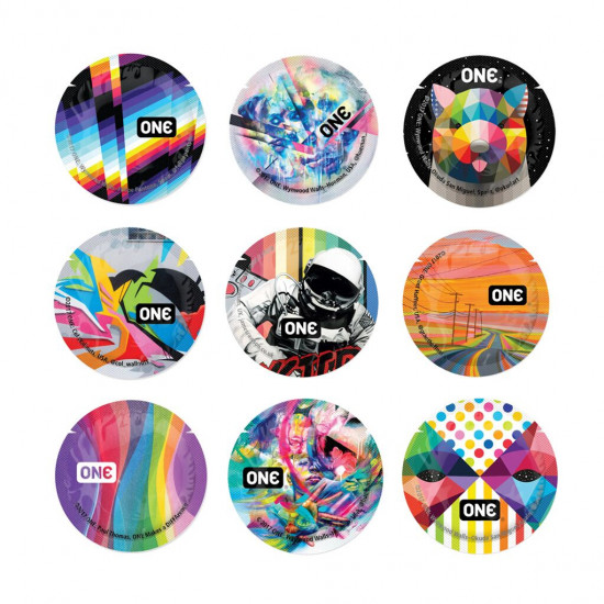 Презерватив ONE Classic Select Artist Collection, 1 шт, гладкий, со смазкой, дизайнерская упаковка