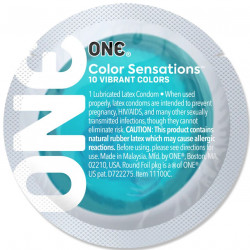 Презерватив ONE Color Sensations Catch the perfect ONE, 1 шт, бірюзовий, гладенький, зі змазкою
