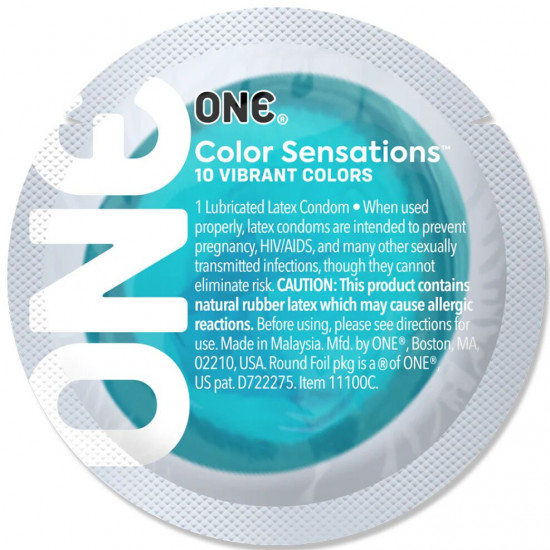 Презерватив ONE Color Sensations Catch the perfect ONE, 1 шт, бирюзовый, гладкий, со смазкой