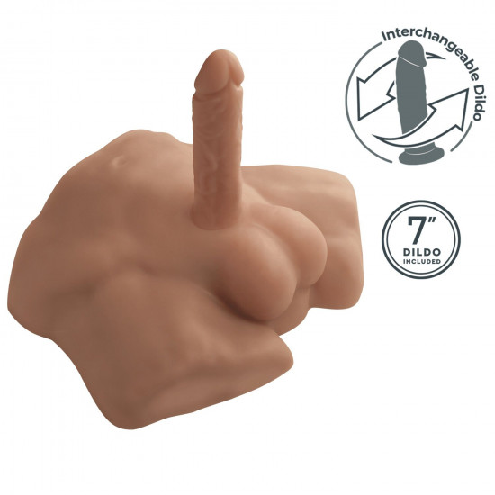 Полуторс с фаллоимитатором на присоске SilexD Apollo S Male Torso Caramel