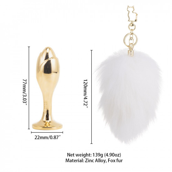 Металлическая анальная пробка Кроличий хвост LOCKINK SEVANDA White Bunny-Tail Anal Rose-shape Plug