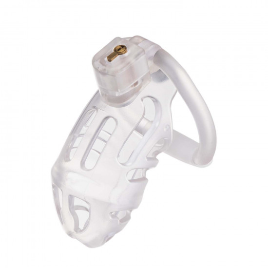 Клетка для пениса LOCKINK SEVANDA Plastic Penis Chastity Cage, прозрачная, 3 кольца разных размеров