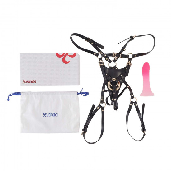 Страпон LOCKINK SEVANDA Queen Sheba Strapon Pink Dildo, регулируемые крепления, силиконовый дилдо