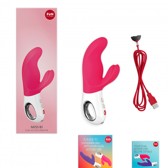 Вібратор-кролик Fun Factory MISS BI pink/white, 2 незалежні мотори, діаметр 4,2 см