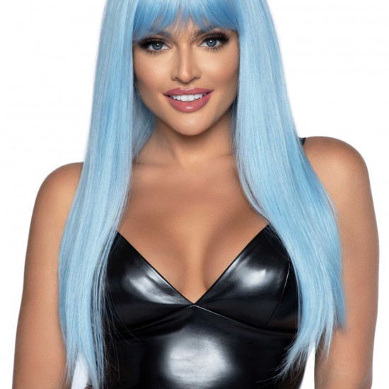 Длинный голубой парик Leg Avenue Long straight bang wig Blue, гладкий, 61 см