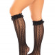 Гольфы ажурные Leg Avenue Sweetheart Ruffle Cuff Knee Highs, черные, с рюшами, рисунок-сердечки