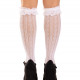 Гольфы ажурные Leg Avenue Sweetheart Ruffle Cuff Knee Highs, белые, рисунок-сердечки