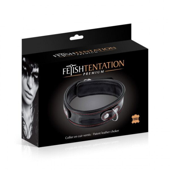Ошейник из натуральной кожи Fetish Tentation Premium Patent leathe chocker