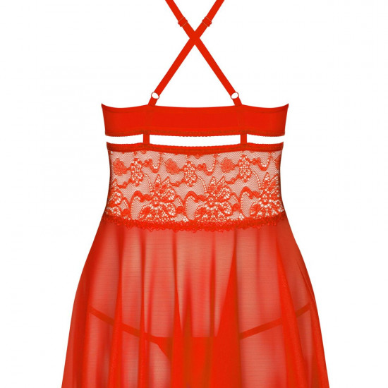 Бэби-долл Obsessive 838-BAB-3 babydoll & thong red 2XL/3XL