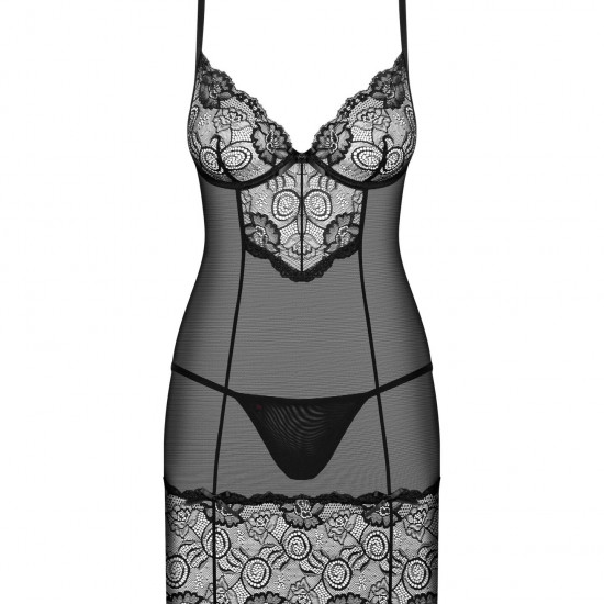 (SALE) Сорочка Obsessive Alluria chemise & thong S/M