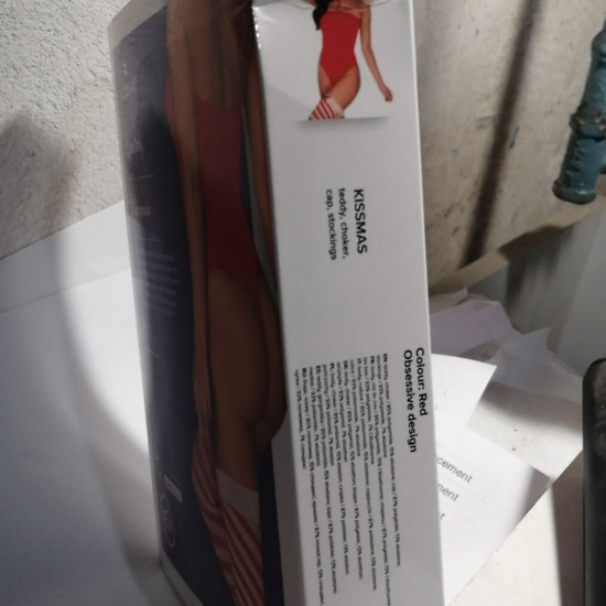 Боді Obsessive Kissmas teddy red L/XL (м'ята упаковка!!!)