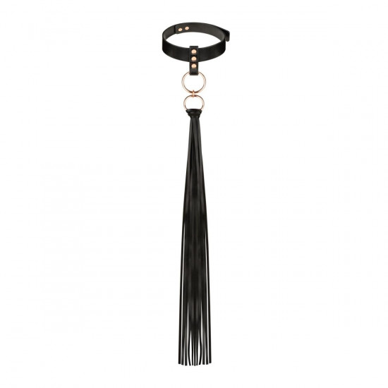 Ошейник с флоггером Rosy Gold - Collar with Flogger - Black