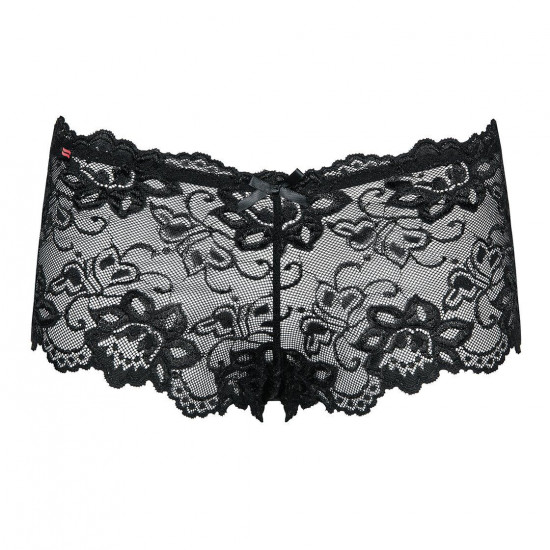 (SALE) Кружевные трусики-шортики Obsessive Idillia shorties black L/XL