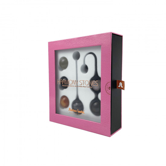 Вагинальные шарики Adrien Lastic Harmony Stones, полудрагоценные камни, диаметр 3 см, 2 держателя