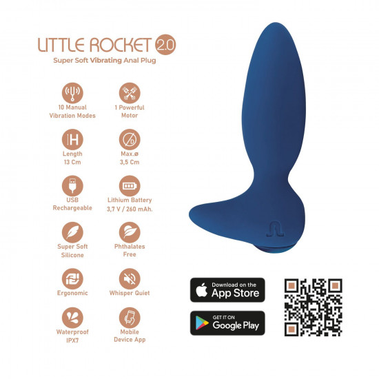 Анальная смарт-вибропробка Adrien Lastic Little Rocket 2.0, 10 режимов, двойной силикон