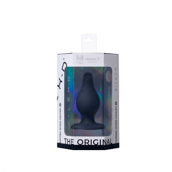 Анальная пробка SilexD Model 2, size M, черная, двухслойная, с эффектом памяти, диаметр 4 см