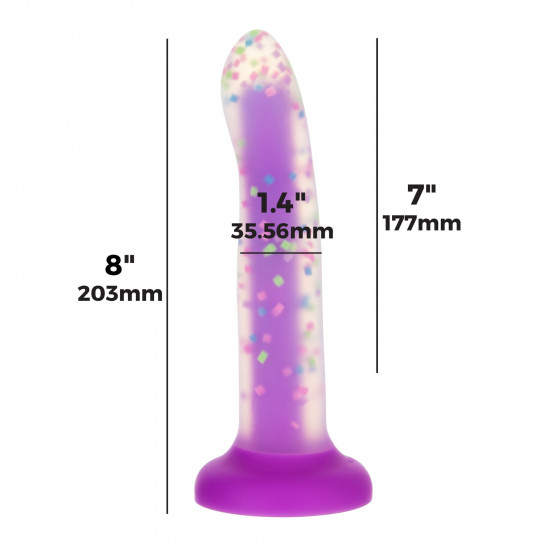 Светящийся в темноте фаллоимитатор ADDICTION Rave 8″ Glow in the Dark Dildo Purple Confetti , 20,3 см