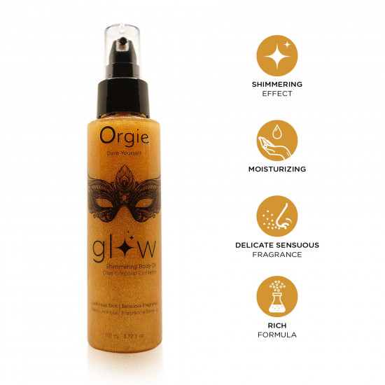 Олія-шимер для тіла Orgie – Glow Shimmering Body Oil (110 мл), чуттєвий аромат, зволоження