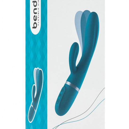 Вібратор-кролик Liebe Bend It Plus Ocean Blue, гнучкий, 2 мотори, 10 режимів