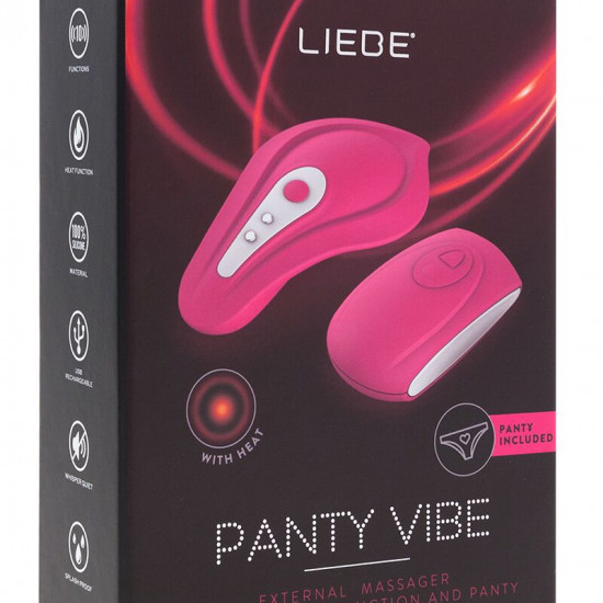 Вібратор у трусики Liebe Panty Vibe Recargable Cerise, нагрів до 39 °C, пульт, трусики S-M в комплекті
