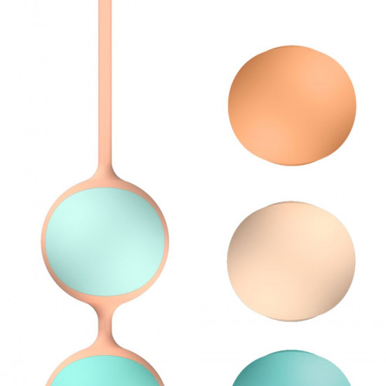 Вагінальні кульки Liebe Kewos — Peach/Mint, 5 кульок у комплекті, 15, 25, 35, 45 та 55 г