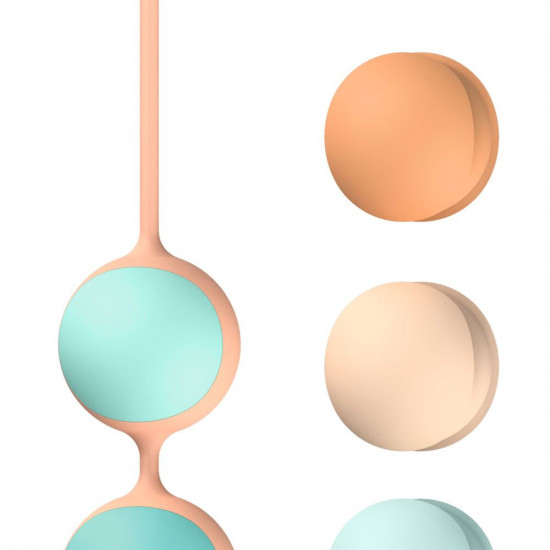 Вагінальні кульки Liebe Kewos — Peach/Mint, 5 кульок у комплекті, 15, 25, 35, 45 та 55 г