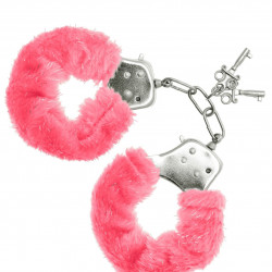 Наручники S Pleasures Furry Cuffs Pink з пухнастим оздобленням, 2 ключі в комплекті