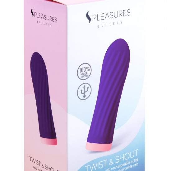 Віброкуля S Pleasures Bullets Twist & Shout Purple, фіолетова, ребриста поверхня, 10 режимів