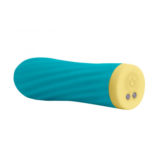 Віброкуля S Pleasures Bullets Twist & Shout Turquoise, бірюзова, ребриста поверхня, 10 режимів