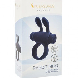 Ерекційне віброкільце S Pleasures Premium Rabbit Ring, чорне, зі знімною віброкулею та вушками