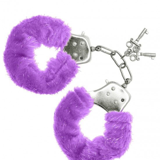Наручники S Pleasures Furry Cuffs Purple з пухнастим оздобленням, 2 ключі в комплекті