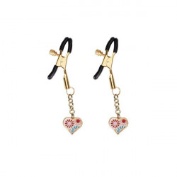 Затискачі для сосків Liebe Seele Nipple Clamps Gold Heart-shaped Flowers on White