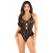 Боді Leg Avenue Lace Floral Lace Halter Teddy with Flutter Accent One Size, Black