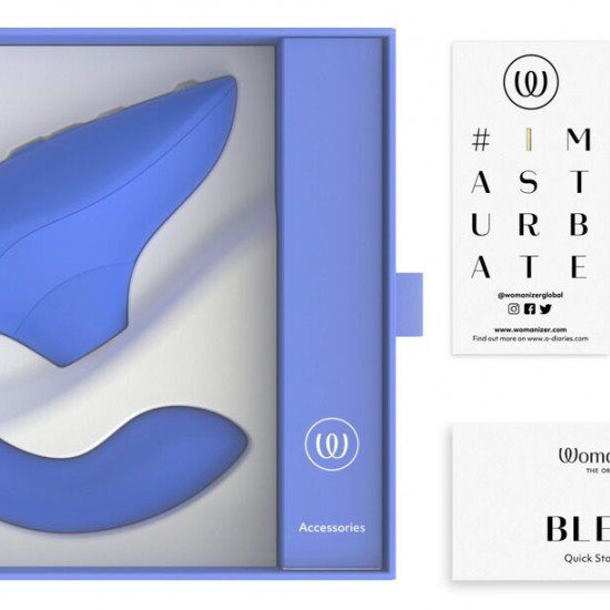Вагінально-кліторальний стимулятор Womanizer Blend Vibrant Blue, вібрація + вакуум, 2 мотори