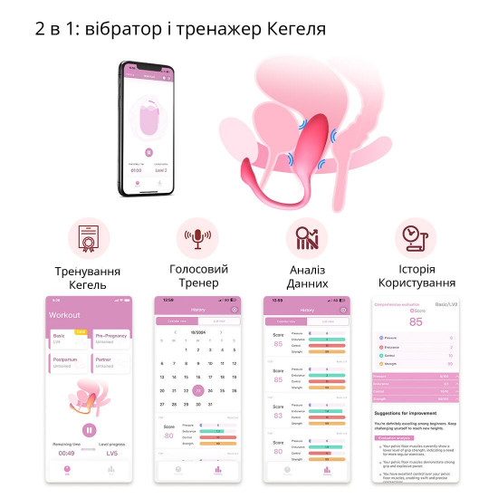 Смарт-віброяйце Magic Motion Flamingo Max Pink 2 в 1: віброяйце та тренажер Кегеля, 10 режимів