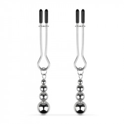 Затискачі для сосків Bedroom Fantasies: Nipple Clamps with Beaded Chain - Silver