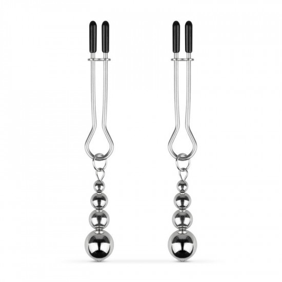 Затискачі для сосків Bedroom Fantasies: Nipple Clamps with Beaded Chain - Silver