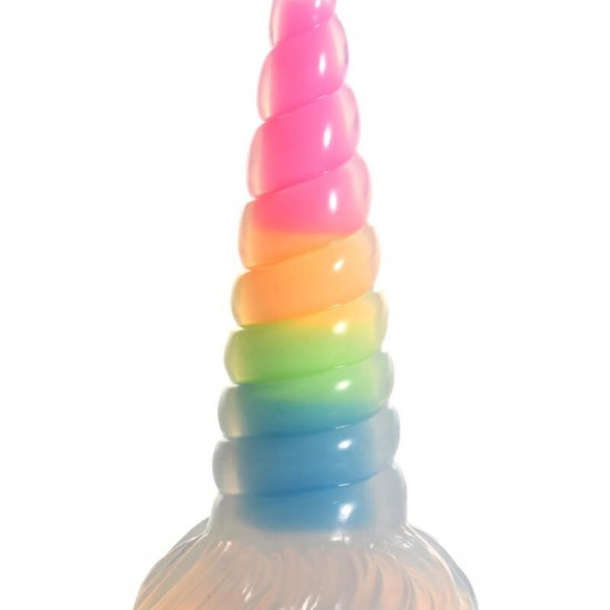 Фентезійний фалоімітатор Creature Cocks Luminescent Rainbow Silicone Dildo, світиться в темряві, 19,6 см