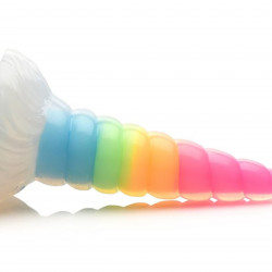 Фентезійний фалоімітатор Creature Cocks Luminescent Rainbow Silicone Dildo, світиться в темряві, 19,6 см