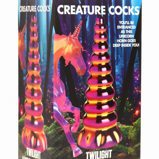 Фентезійний скляний фалоімітатор Creature Cocks Twilight Rainbow Glass Dildo, 16 см