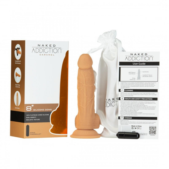 Фалоімітатор Naked Addiction - 8″ Silicone Dual Density Dildo Vanilla, віброкуля в подарунок