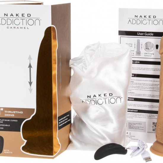 Фалоімітатор з пульсацією Naked ADDICTION Dominic 9″ Caramel, пульт ДК, діаметр 4,2 см