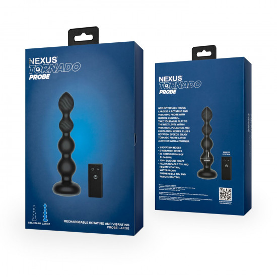 Анальний віброротатор Nexus Tornado Probe Edition Large, діаметр 4,5 см, вібрація + ротація, пульт ДУ
