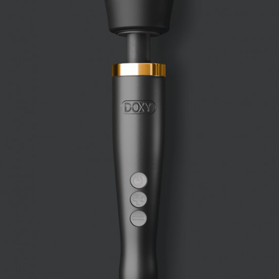 Преміальний вібромасажер DOXY Die Cast матово-чорний, з покриттям із 24-каратного золота